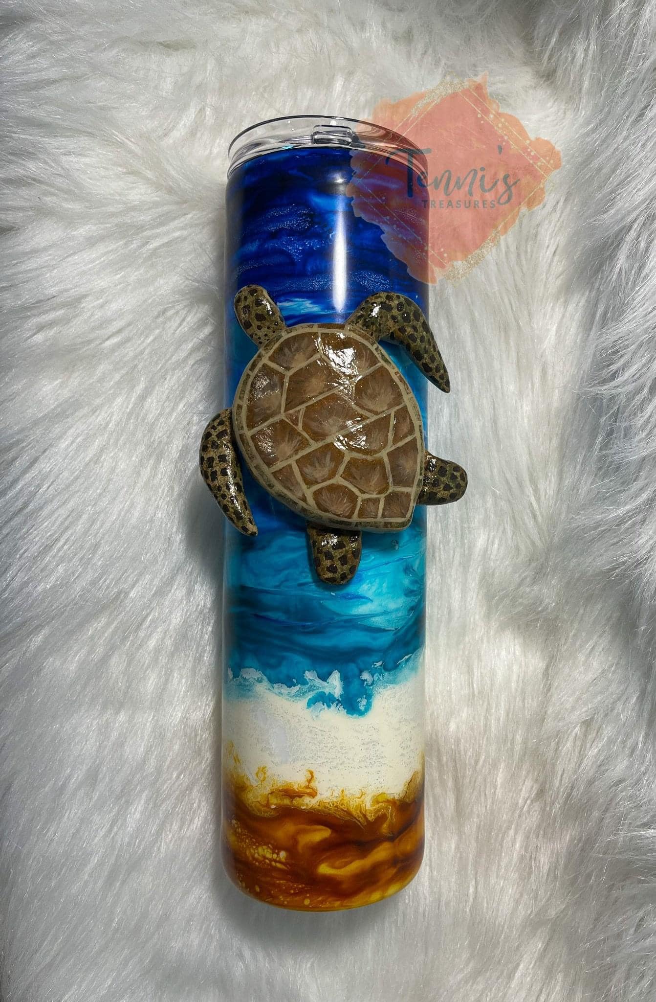 {MTO} 3D Turtle Blue Beach Tumbler