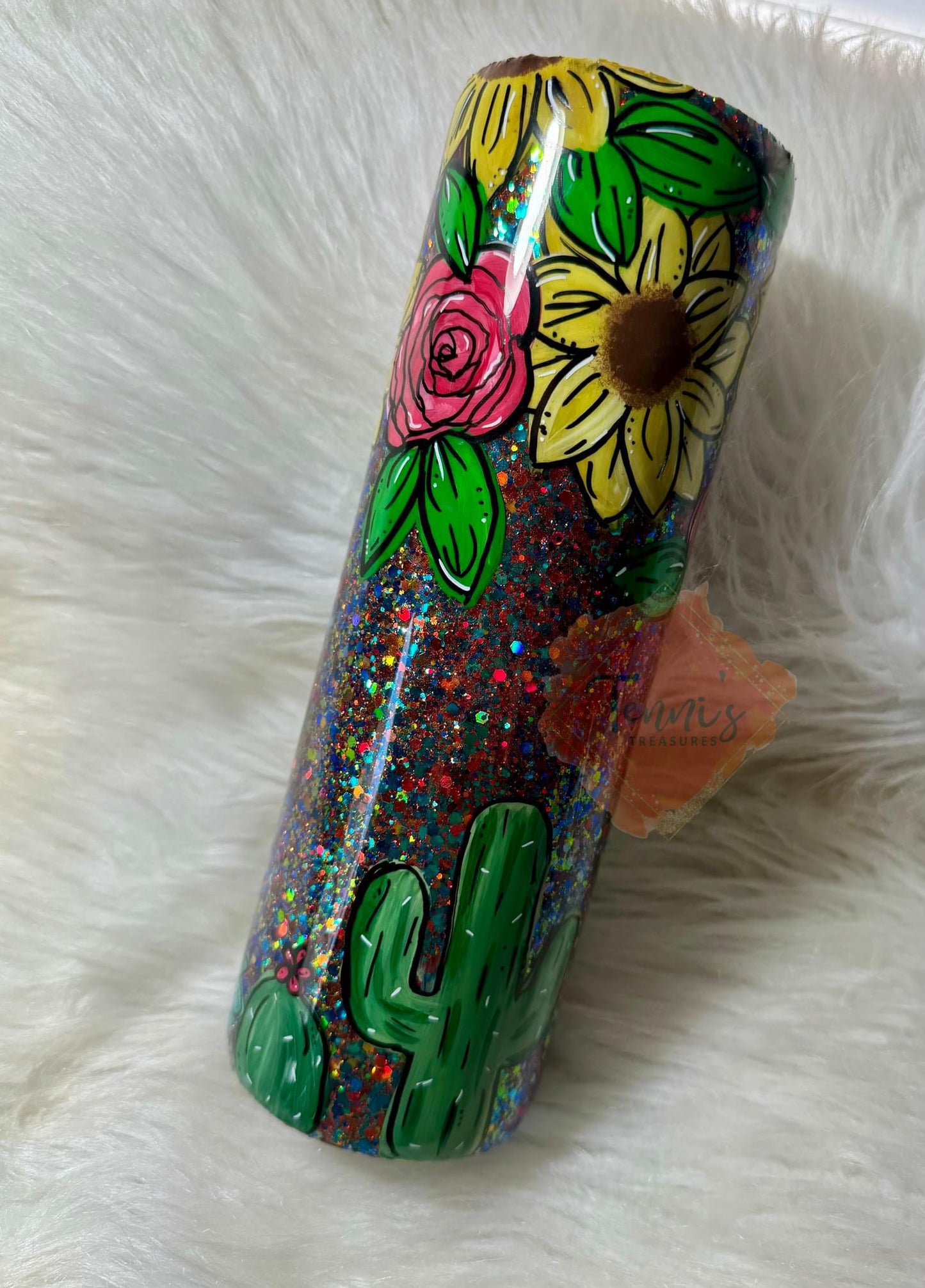 {MTO} Hand Painted Floral Tumbler