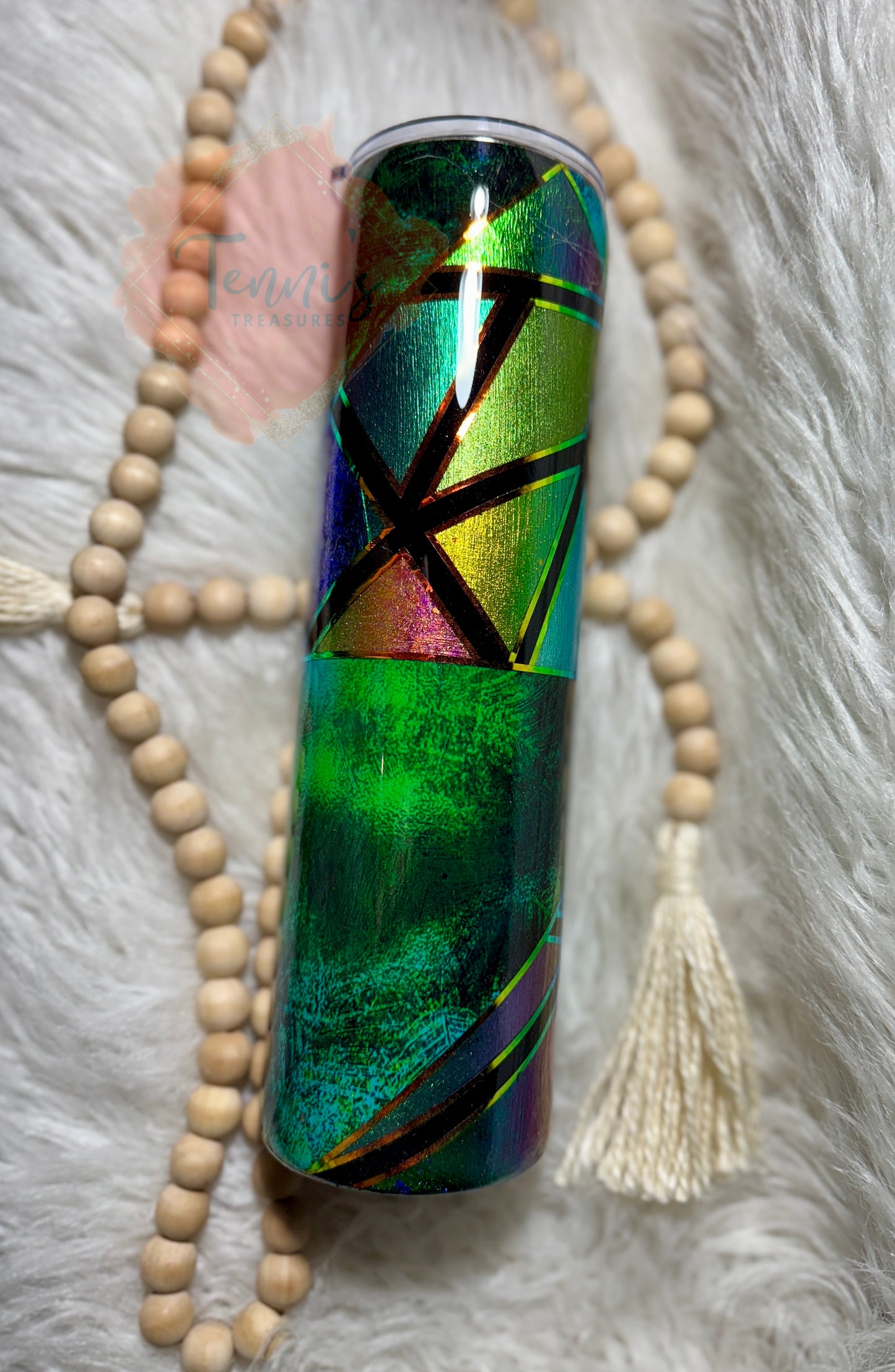 {RTS} 32oz Green Vinyl/Shattered Glass Tumbler
