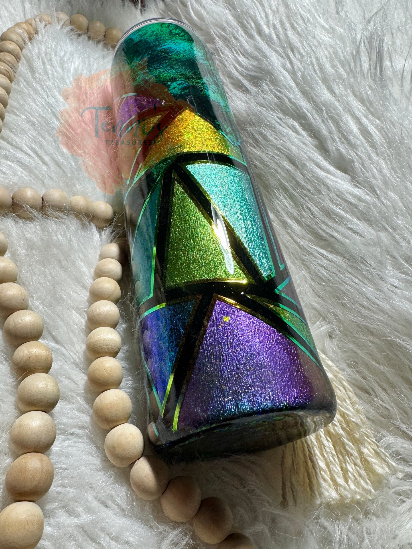 {RTS} 32oz Green Vinyl/Shattered Glass Tumbler
