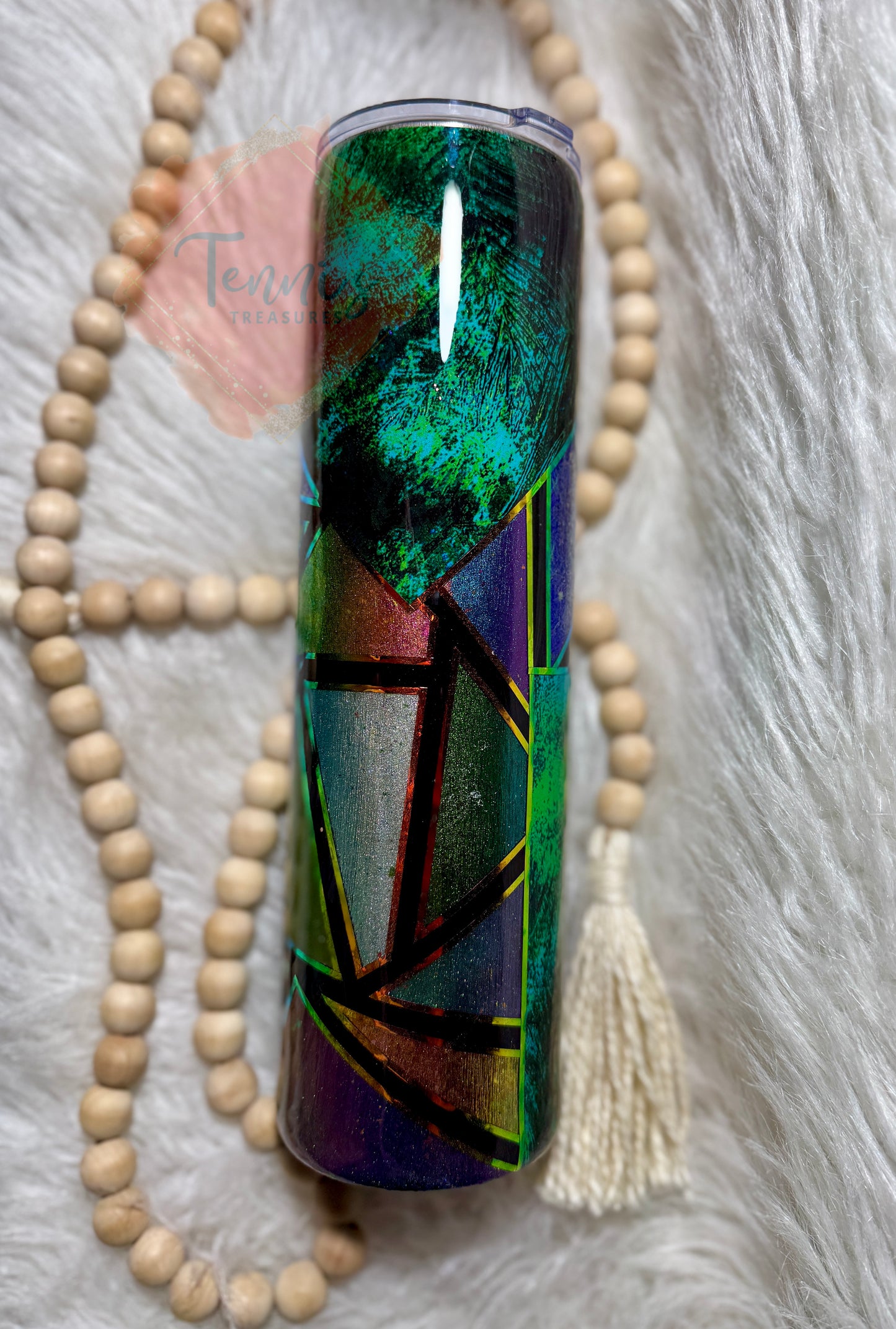 {RTS} 32oz Green Vinyl/Shattered Glass Tumbler