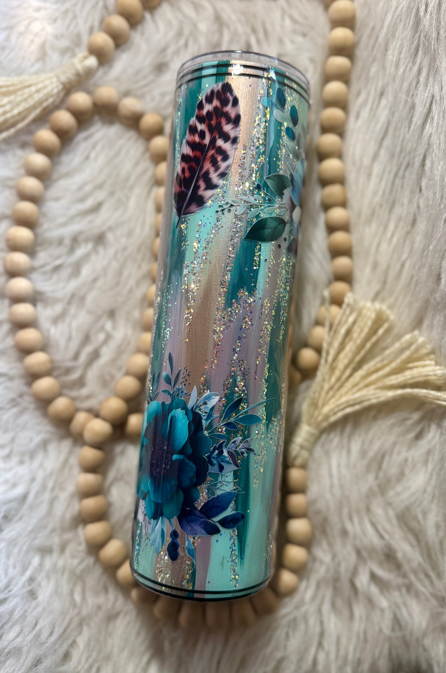 {RTS} 32oz Plump Glitter Woodgrain Tumbler