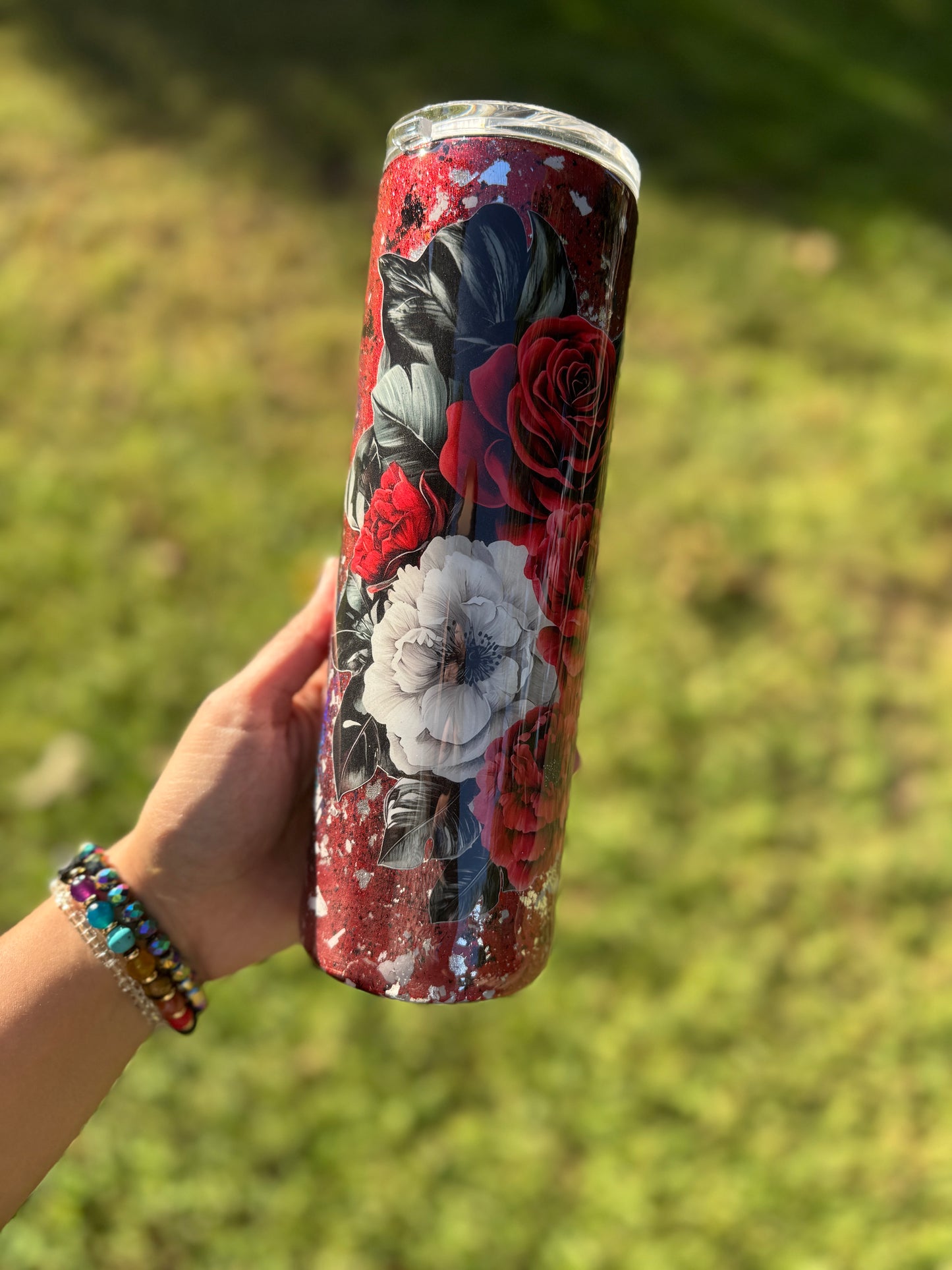{RTS} 30oz Foil/Pigment Vinyl Flower Tumbler