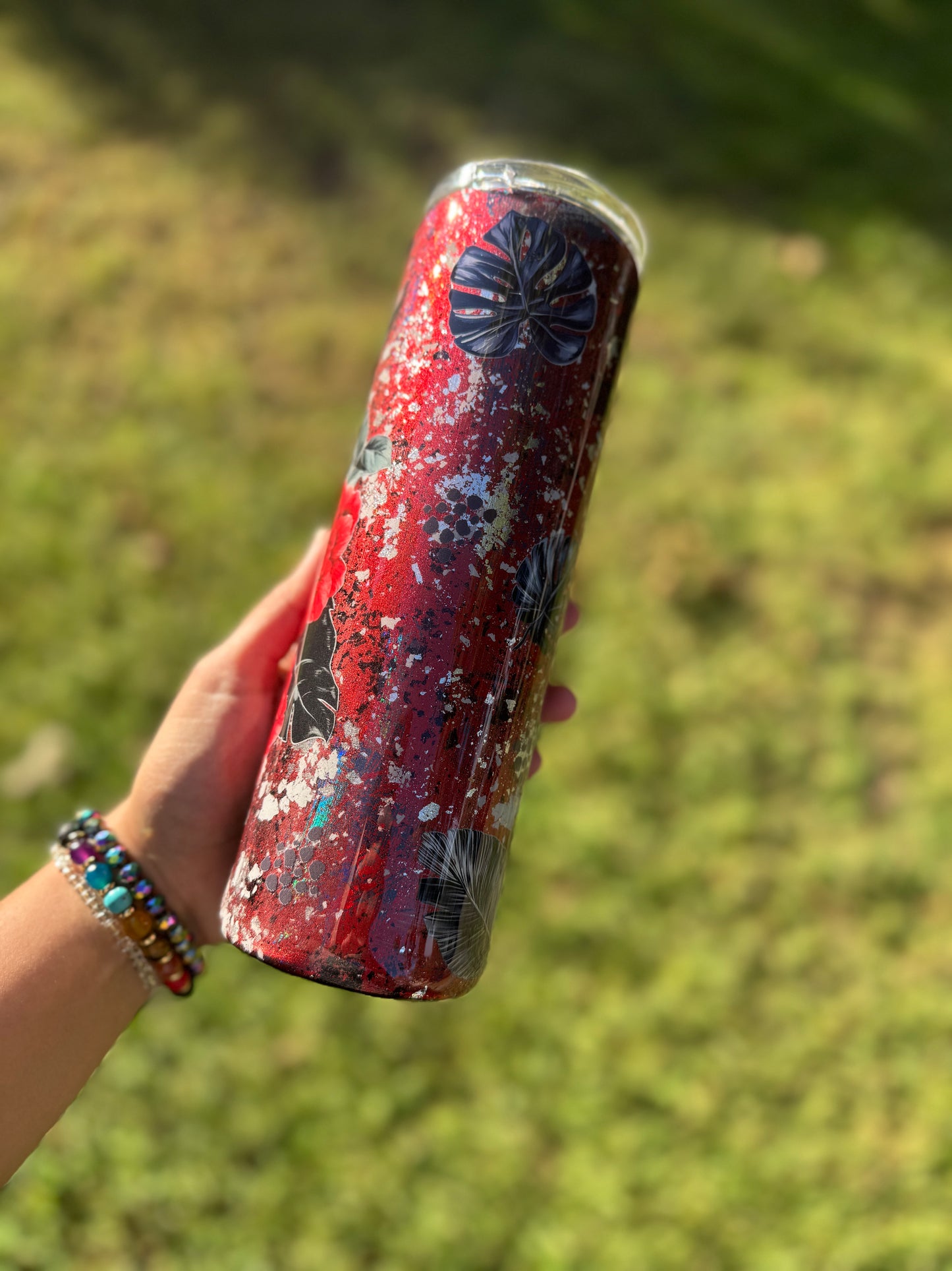 {RTS} 30oz Foil/Pigment Vinyl Flower Tumbler