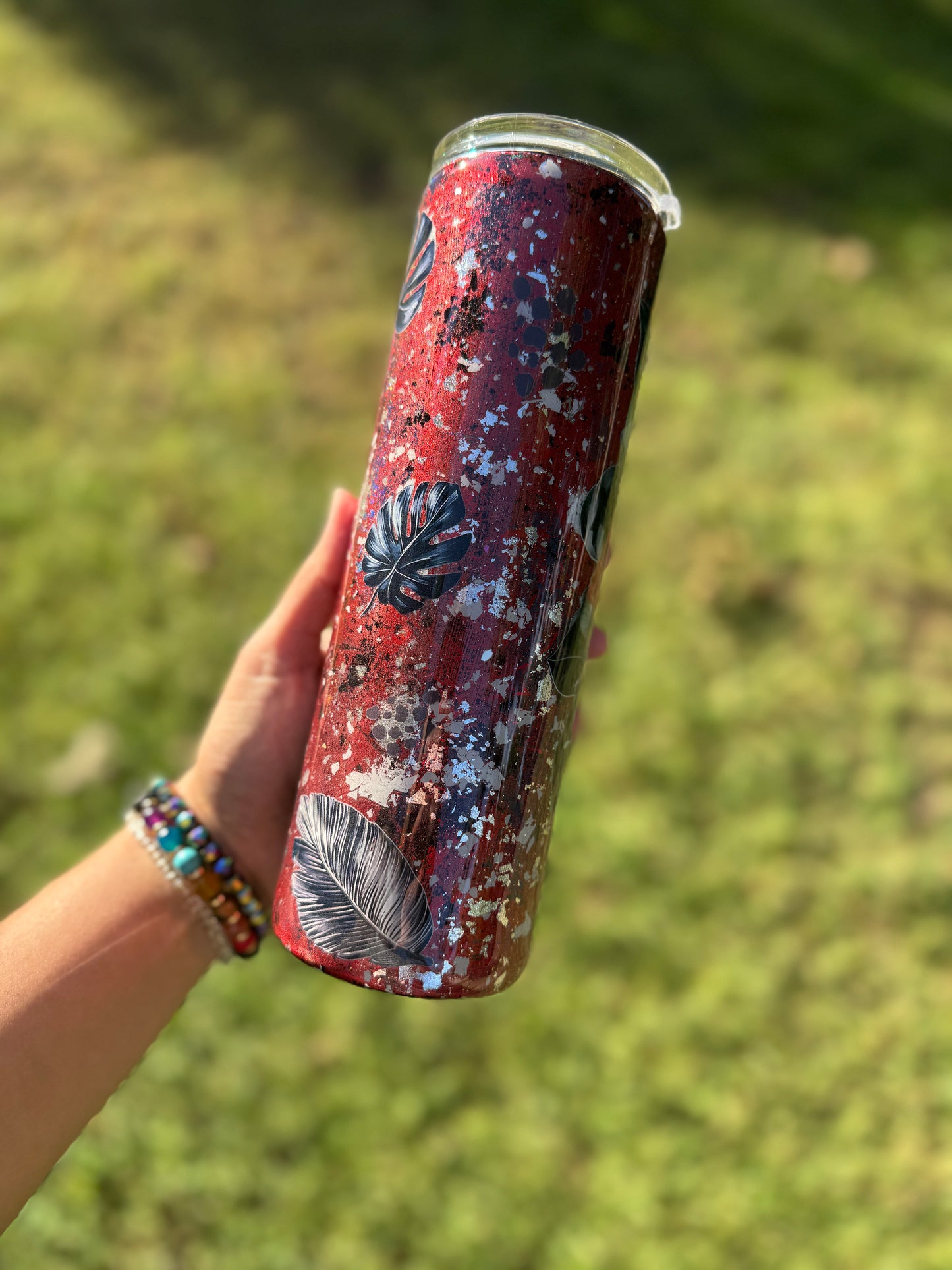 {RTS} 30oz Foil/Pigment Vinyl Flower Tumbler
