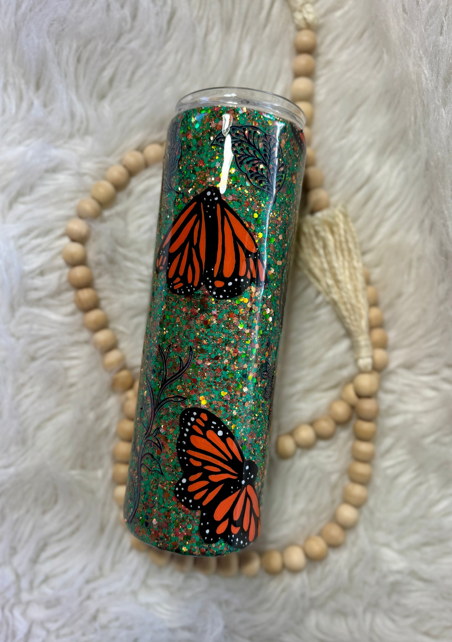 {RTS} 30oz Hand-Painted Monarch Tumbler