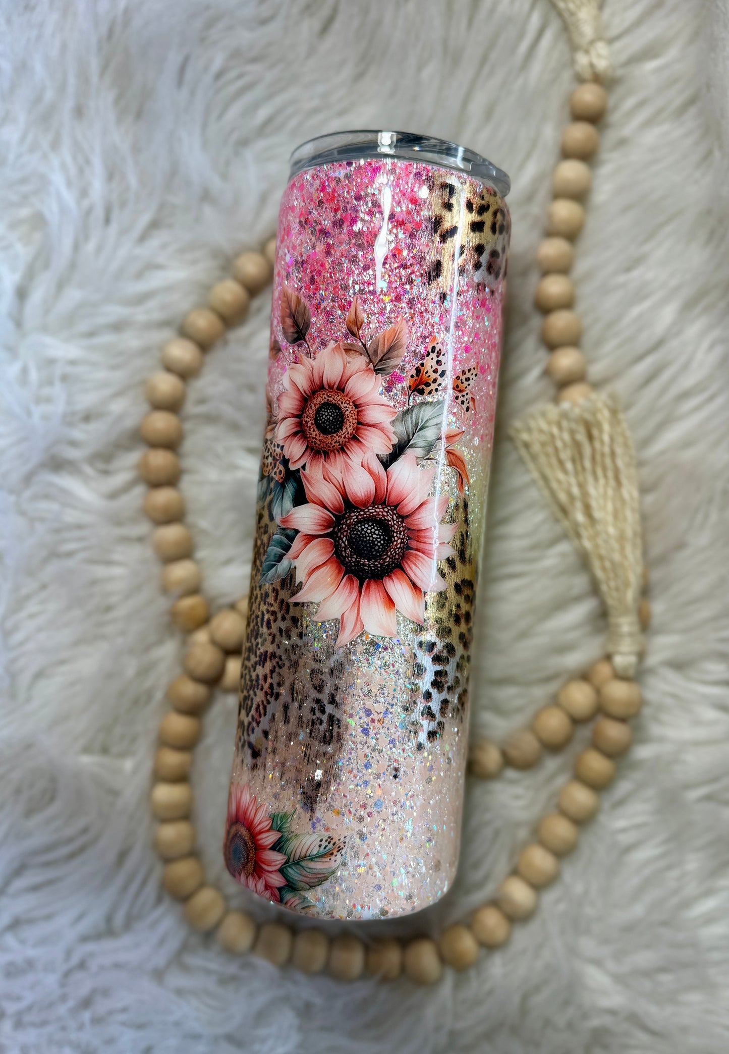 {RTS} 30oz Leopard Pink Sunflower Tumbler