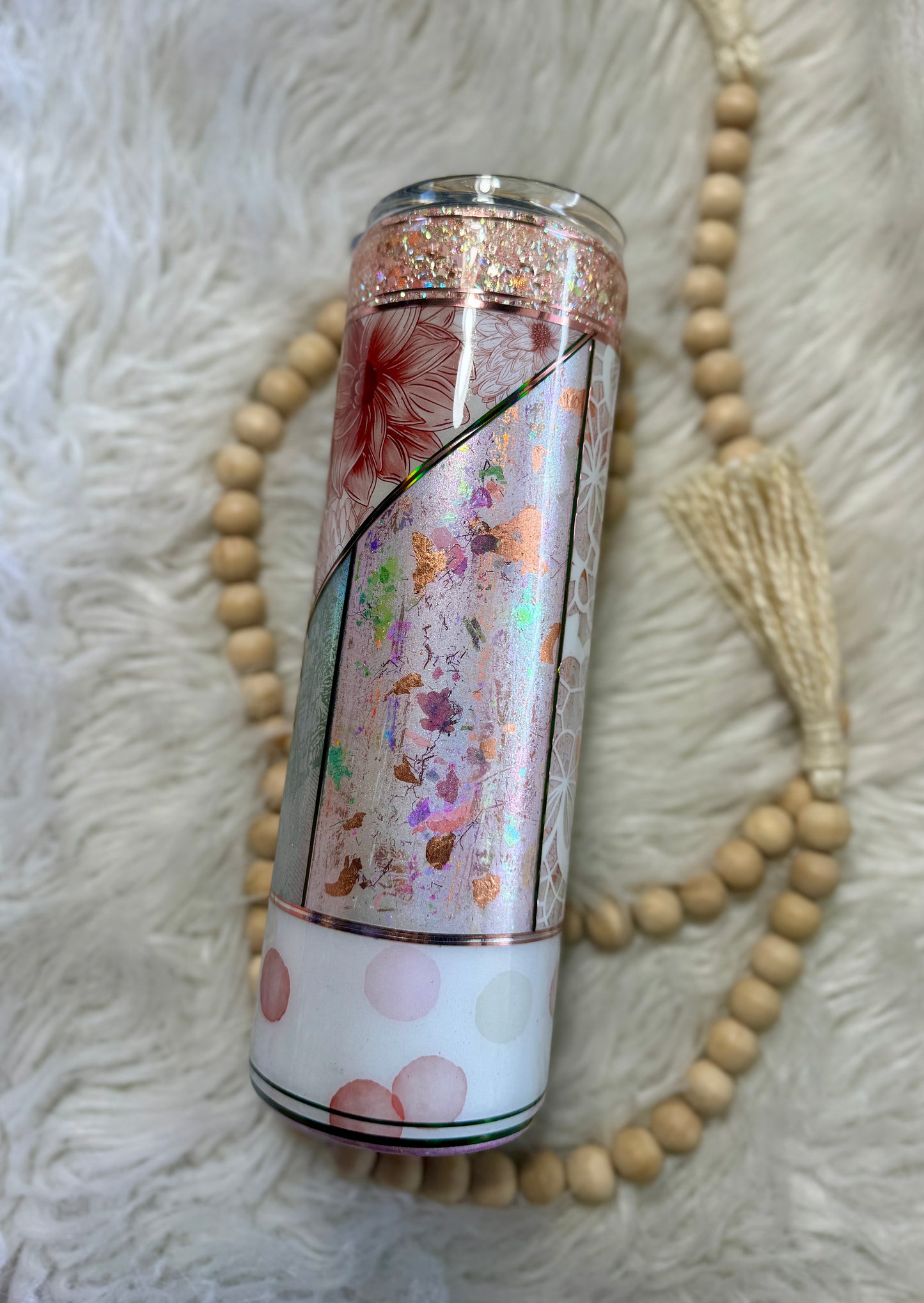 {RTS} 30oz Pink Floral Mixed Media Tumbler