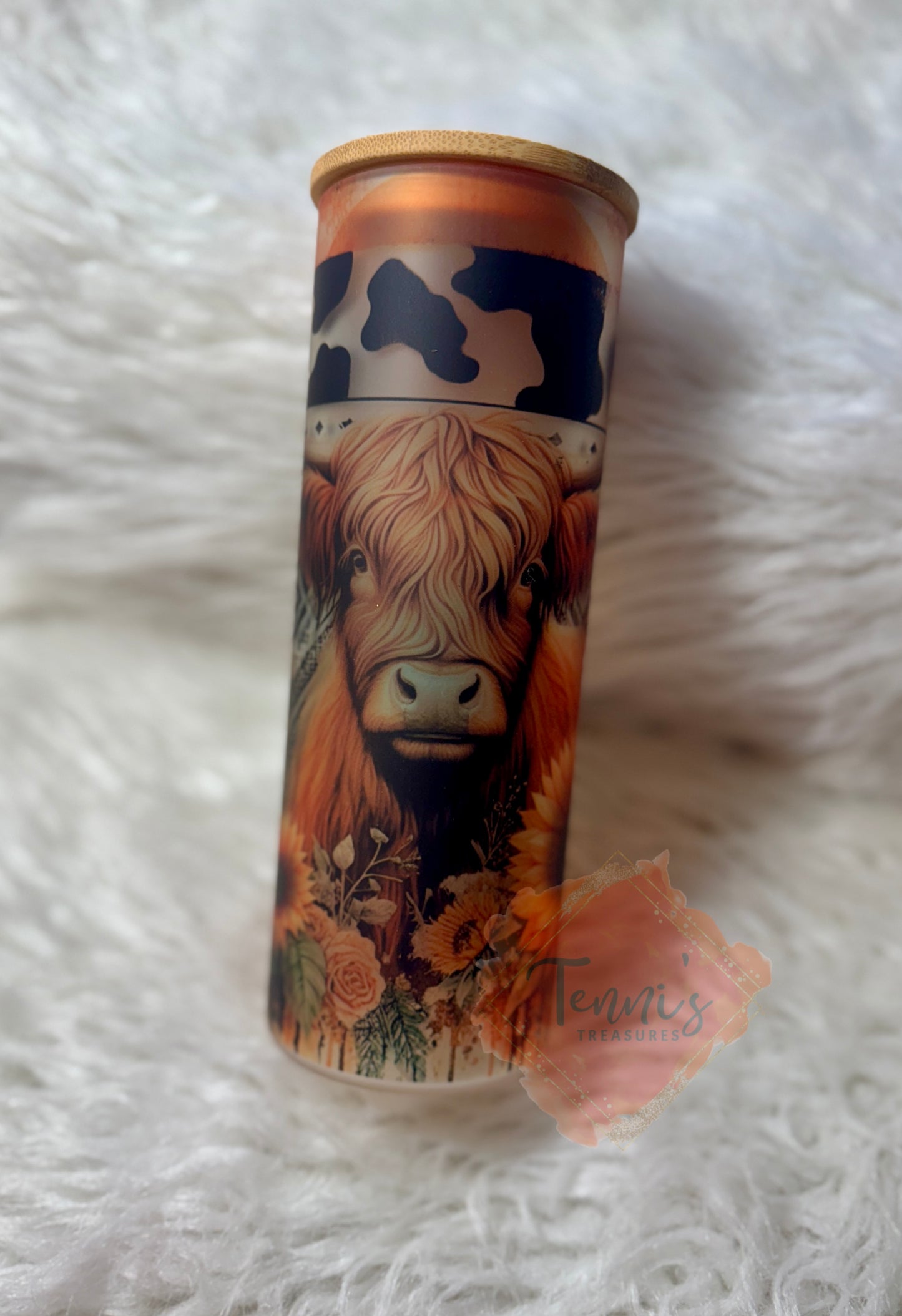20oz Highland Cow Matte Glass