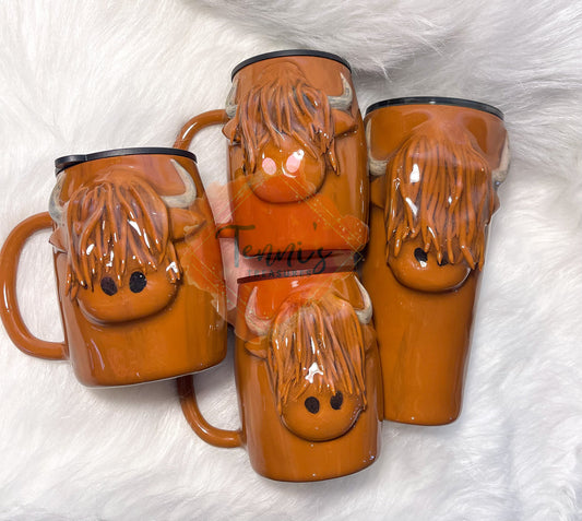 {MTO} 3D Highland Cow Tumbler