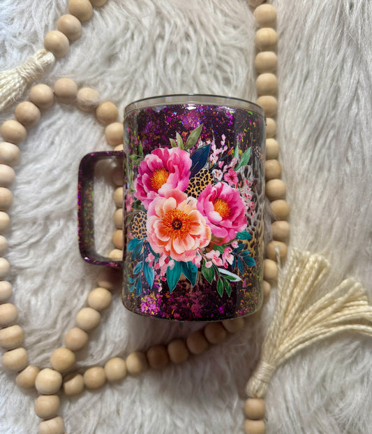 {RTS} 10oz Floral/Leopard Butterfly Mug