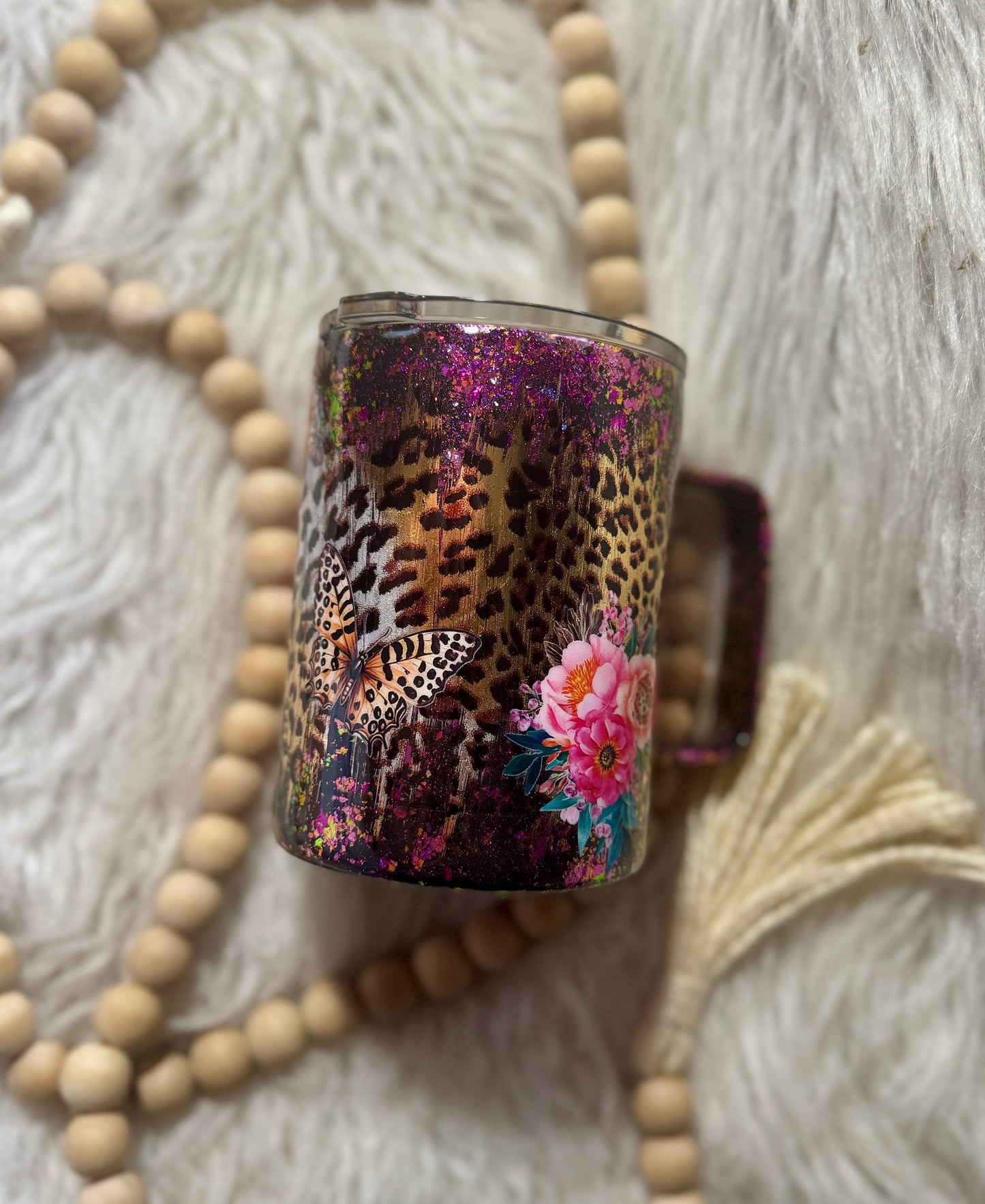 {RTS} 10oz Floral/Leopard Butterfly Mug