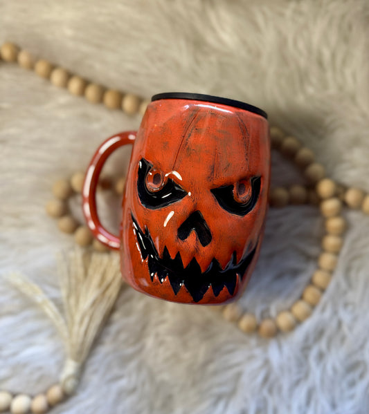 {RTS} 14oz 3D Grungy Pumpkin Mug