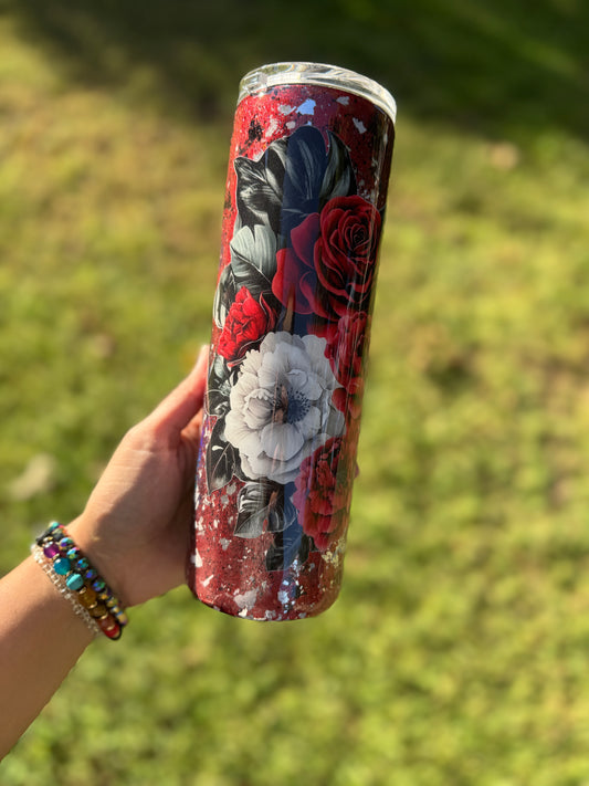 {RTS} 30oz Foil/Pigment Vinyl Flower Tumbler