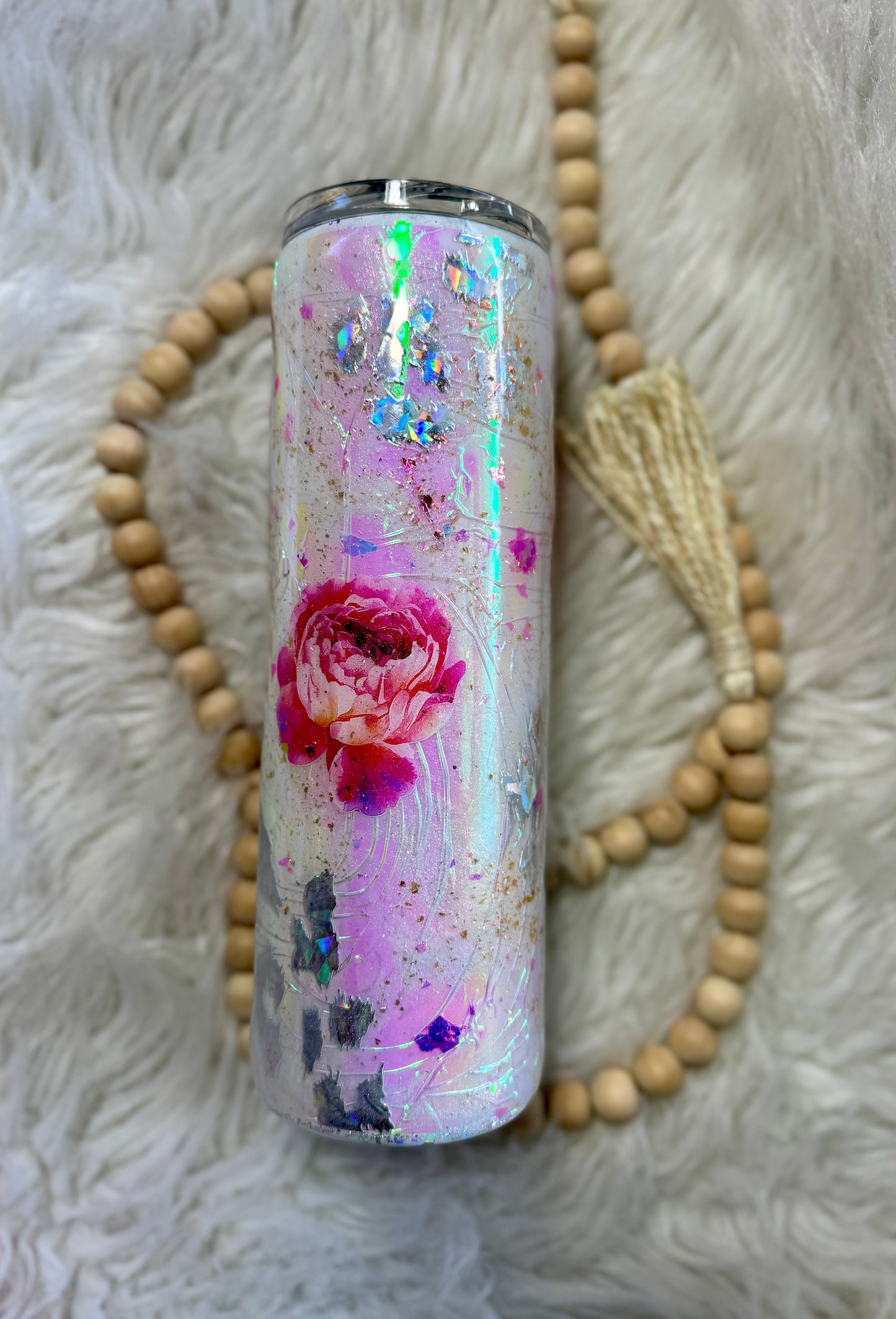 {RTS} 30oz Floral and Holo Leopard "Opal" Tumbler