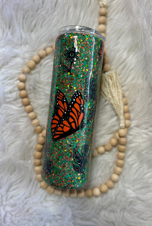 {RTS} 30oz Hand-Painted Monarch Tumbler