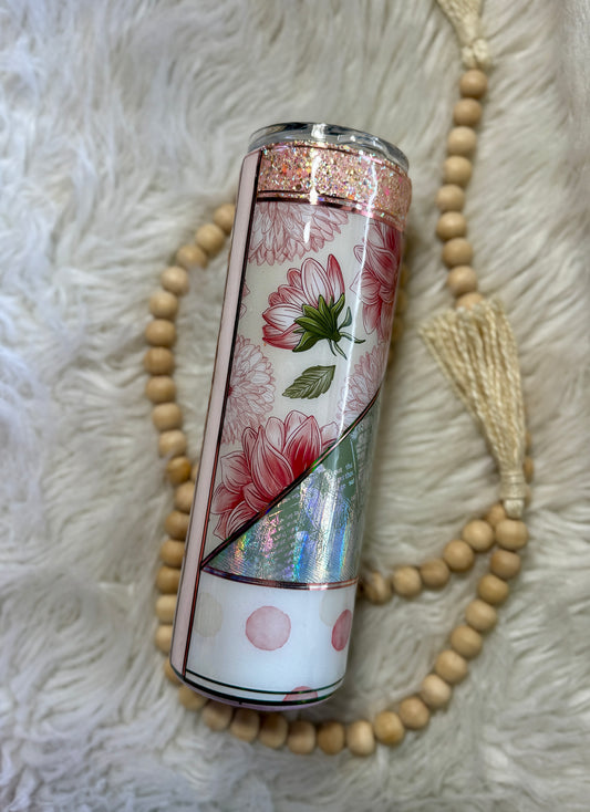 {RTS} 30oz Pink Floral Mixed Media Tumbler