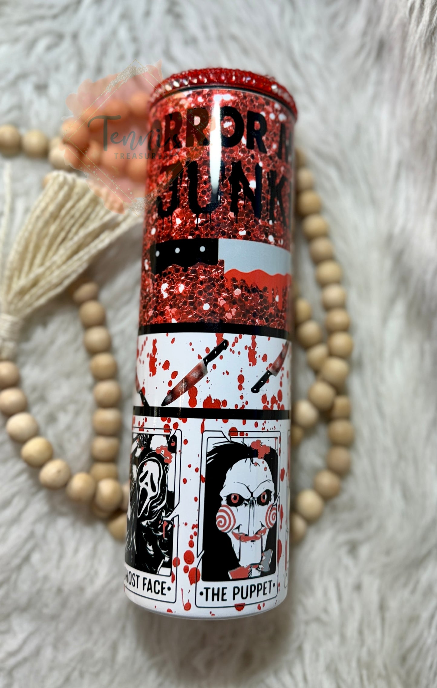 30oz Horror Junkie Tumbler w/Rhinestone Lid {MTO Sublimation}